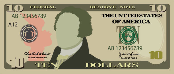 10 미국 달러 지폐 - ten dollar bill stock illustrations