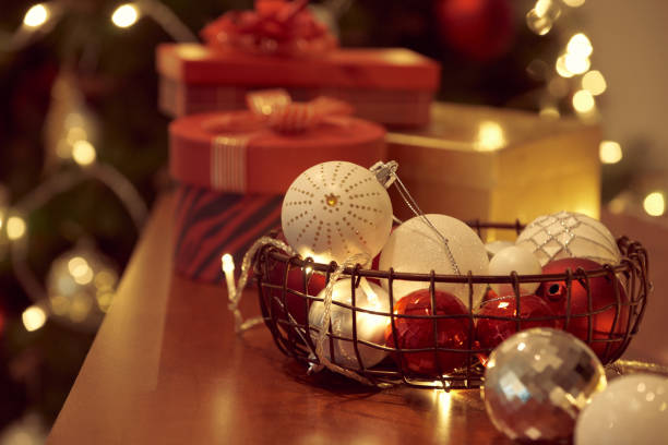 istock Decorated Christmas tree on blurred, sparkling and fairy background 1086827926