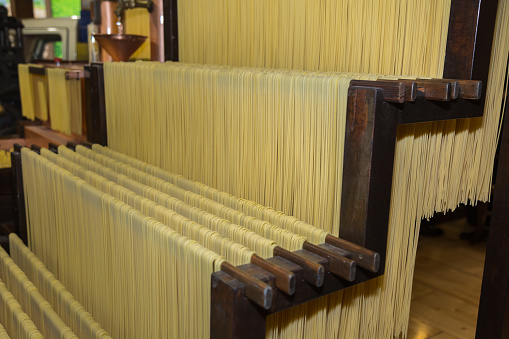 Vintage Wooden Pasta Production Plant, Italian Spaghetti.