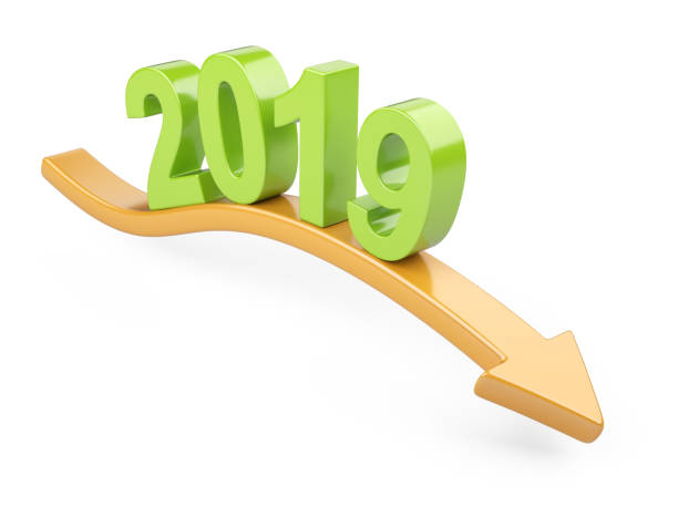 istock Orange arrow line with Year 2019 inscription. 1086832350