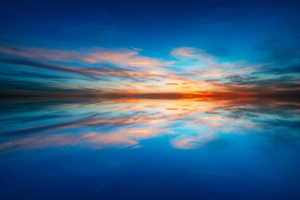 Symmetrical reflection of the calm lake