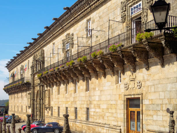 Santiago de Compostela, Galicia, Spain - October 3, 2014: Façade of the Royal Hospital (Hostal de Los Reyes Catolicos)