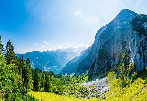 Silent morning in mountains. High resolution panorama