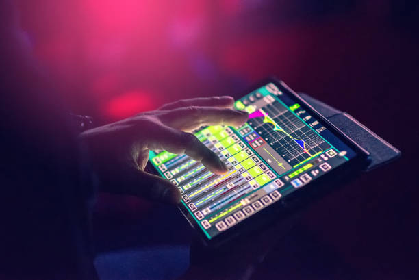 istock Control and mix sound through the tablet screen. 1086864452