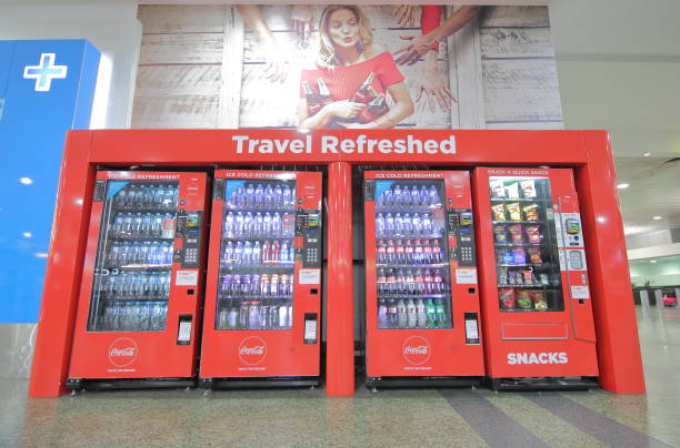 Melbourne Australia - December 9, 2018: Soft drink vending machine at Melbourne International airport in Melbourne Australia.