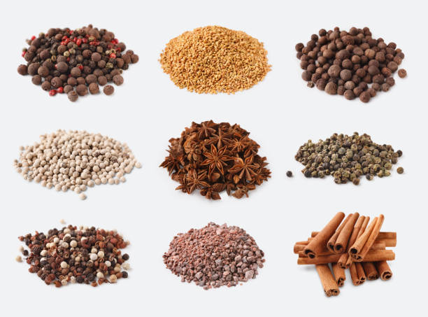 istock Different kinds of spices on white background 1086870258