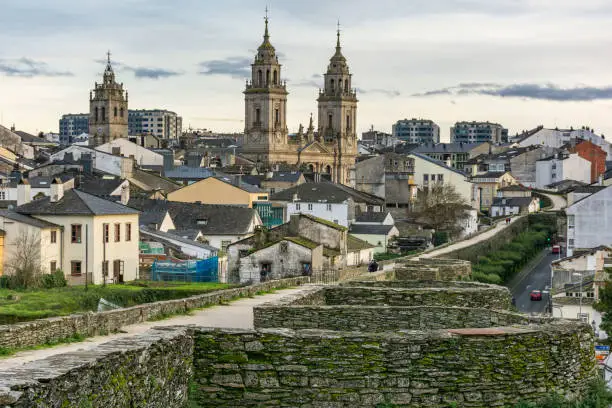 Photo of View of the Cathedral and the Wall of Lugo declared World Heritage by Unesco (Galicia, Spain)