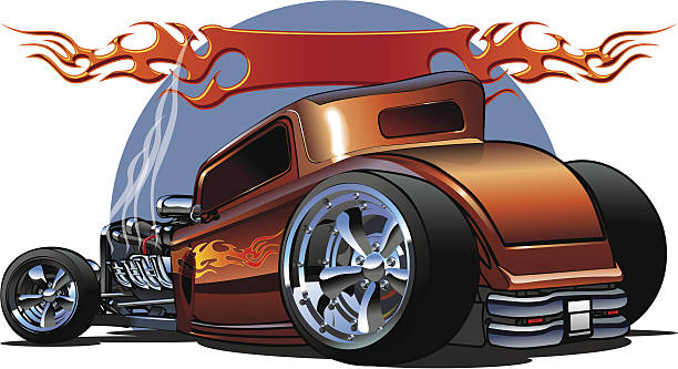 illustrazioni stock, clip art, cartoni animati e icone di tendenza di fumetto hotrod - porsche classic sports car obsolete