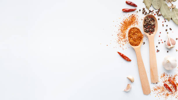 istock Seasoning background with dry spices in spoon 1086879714
