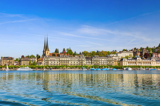 istock Hofkirche St. Leodegar and Lucerne lakefront 1086881932
