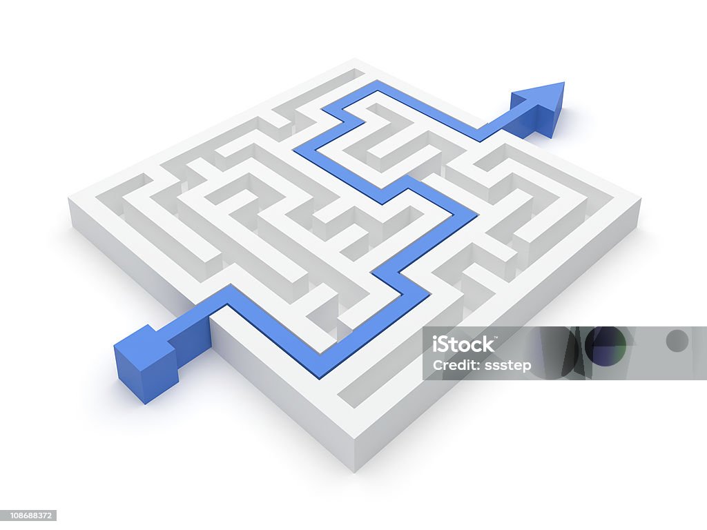 Résolu maze puzzle - Photo de Labyrinthe libre de droits