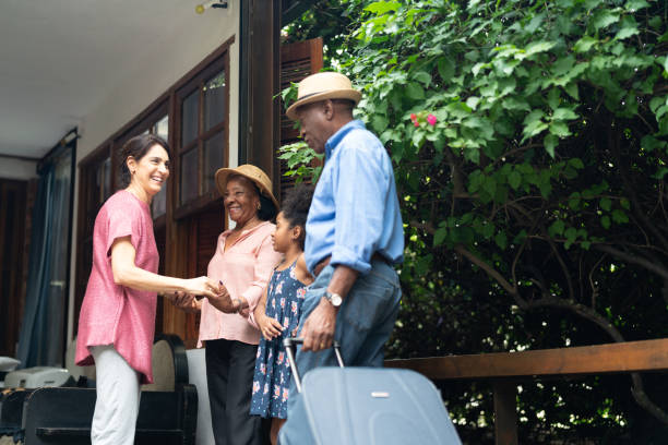 Host Woman Welcoming Tourists