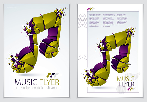 Music Note Break Musical Note Breaking To Pieces And Exploding Vector 3d Realistic ...