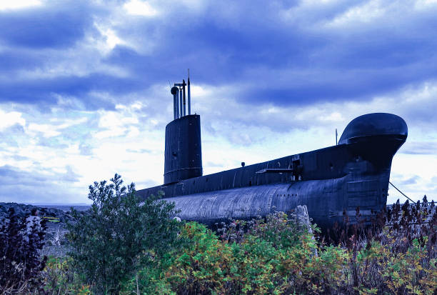 A old submarine. stock photo