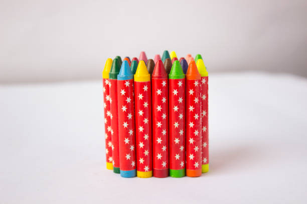 Color pencils isolated on white background.Close up of Colored pencils background