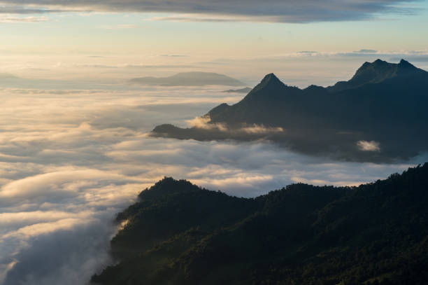 istock Phu Chi Fa mountain landscape with sunrise, Thailand 1086901974