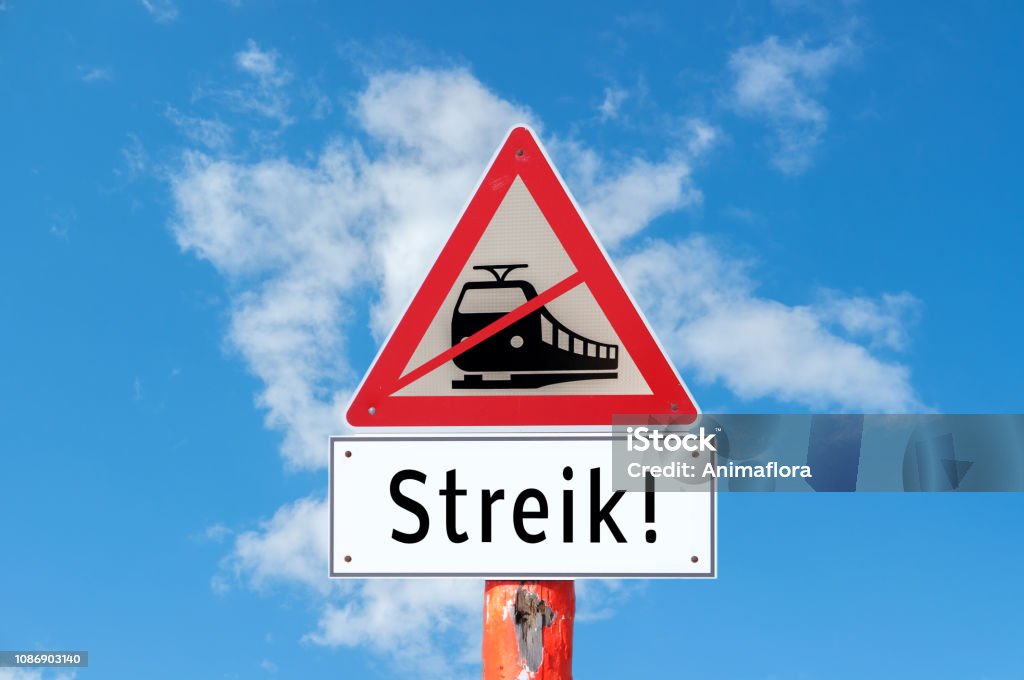 Attention railway strike Berlin Stock Photo
