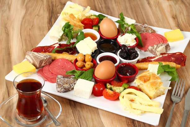 istock Delicious traditional Turkish breakfast on wooden table 1086907996