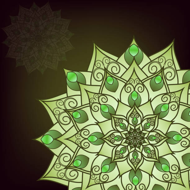 istock Flyer, postcard with mandala gold floral patterns, oriental design. Layout template Islamic, Arab, Indian, Ottoman, Asian motifs. First and back pages. Easy to use and edit. Vector graphics 1086908278