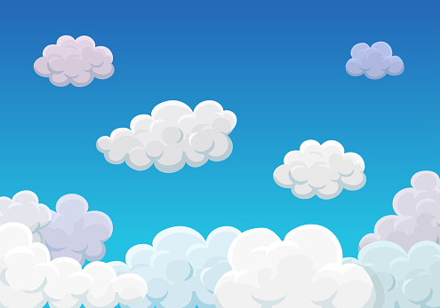 Clouds Over Blue Sky Cartoon Background Vector Illustration Stock  Illustration - Download Image Now - iStock