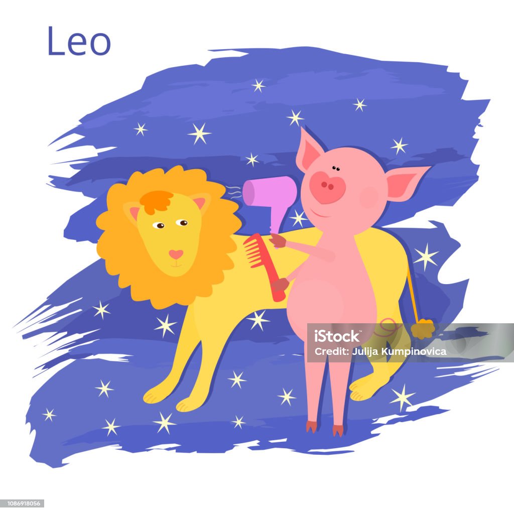 Leo Zodiac Sign With Pig Stock Illustration - Download Image Now - Animal,  Art, Astrology - iStock