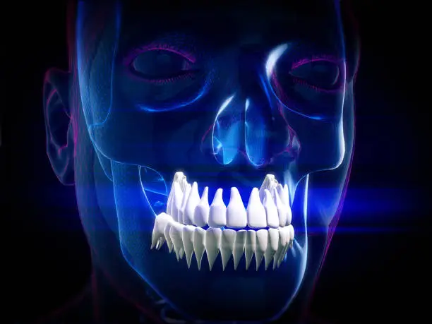 Photo of Abstract Skull,dental X-Rays.3d rendering