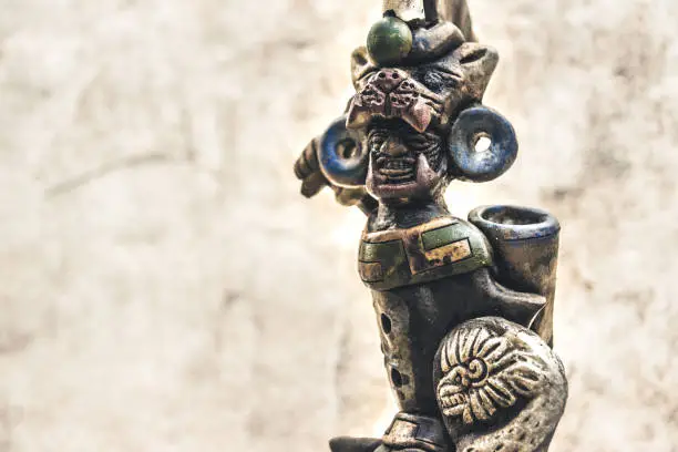 Photograph of an aztec mexican warrior handicraft