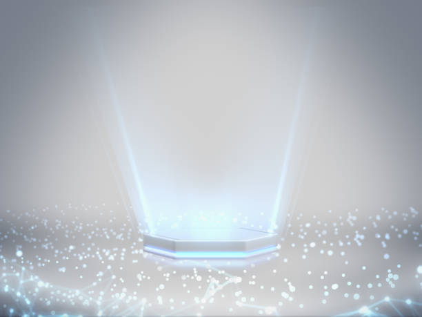 istock Pedestal for display,Platform for design,Blank product stand with light glow,Future background.3D rendering. 1086936504