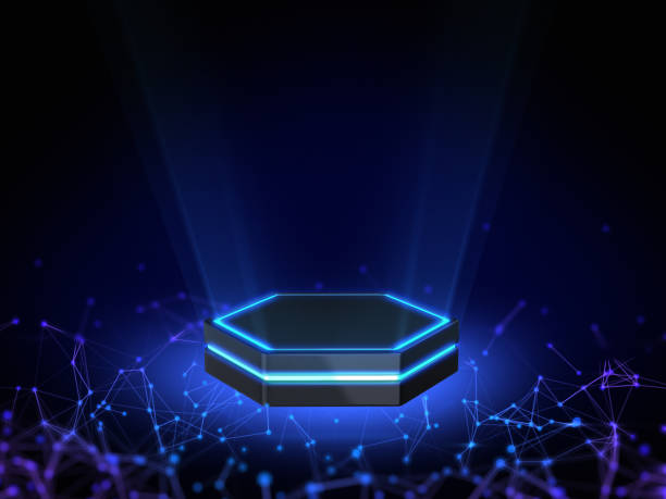 istock Pedestal for display,Platform for design,Blank product stand with light glow,Future background.3D rendering. 1086937562