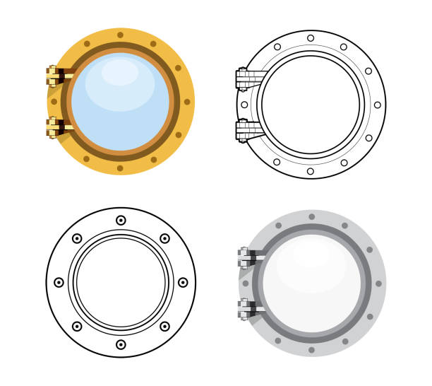 illustrations, cliparts, dessins animés et icônes de hublot dans le style plat. la valeur vector illustration isolé sur blanc - hublot fenêtre