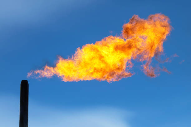 Gas flaring. stock photo
