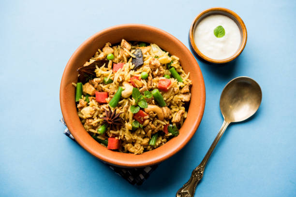 istock Kheema Pulao - Rice cooked with mutton or chicken mince with vegetables and spices. served in a bowl. selective focus 1086950708
