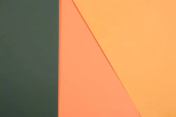 Photo of Background with green, coral and orange colors. Flat lay for your design. Trendy colors.