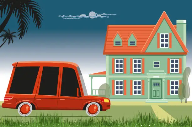 Vector illustration of Car and house ownership