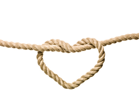 Heart Shaped Knot on a rope isolated