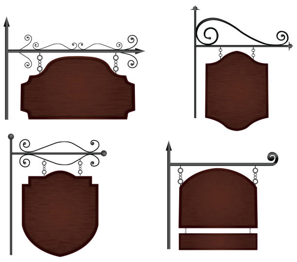 Wooden signs  hanging stock illustrations