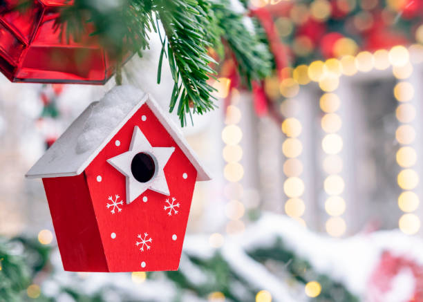 istock Christmas toy red nesting box on the Christmas tree. 1086963414