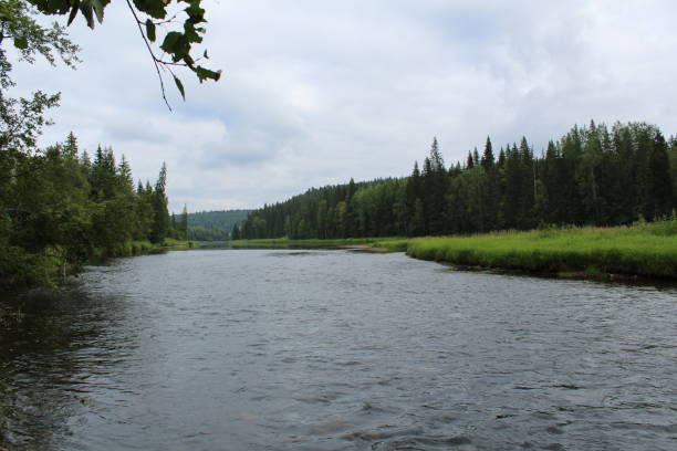 istock beautiful Ural landscape river and mountain View 1086970210