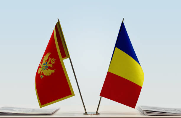 istock Flags of Montenegro and Romania 1086974492