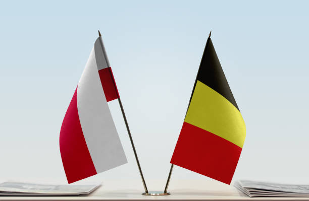 istock Flags of Poland and Belgium 1086979920
