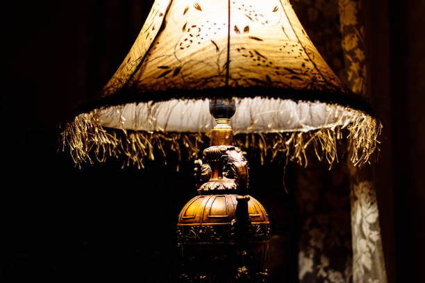 istock Vintage lamp. Home decor. Black background. 1086984548