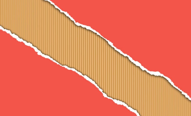 разорванный красный, гофрированный картон - envelope brown torn backgrounds stock illustrations