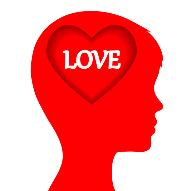 istock Love concept with man head and red heart on white, stock vector illustration 1086988620