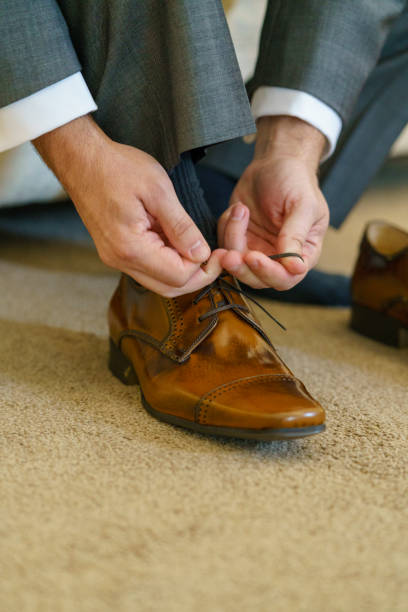istock Grooms wedding shoes, aftershave and extras 1086990356