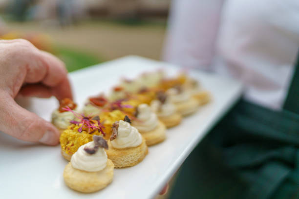 istock Wedding food and canopies at reception 1086990422