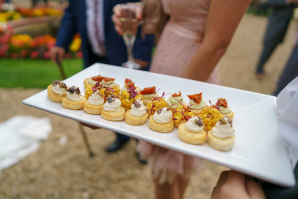 istock Wedding food and canopies at reception 1086990434