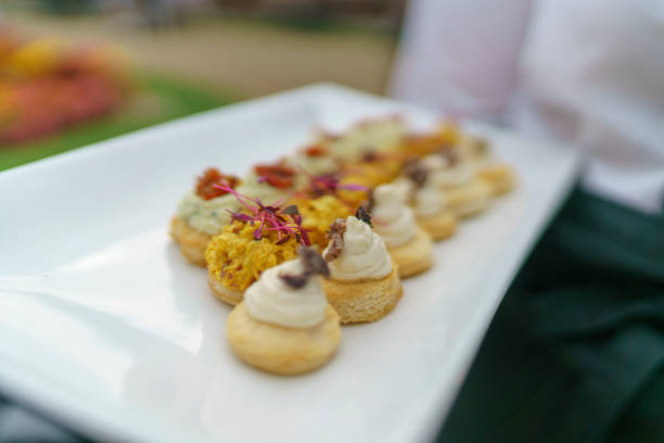istock Wedding food and canopies at reception 1086990438