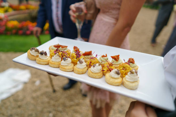 istock Wedding food and canopies at reception 1086990490