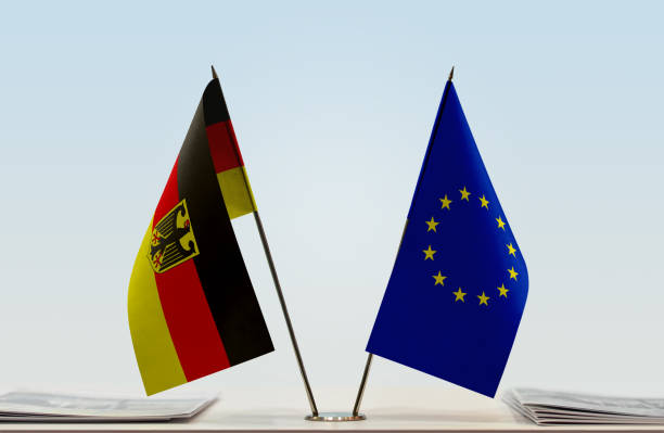 istock Flags of Germany and EU 1087007402