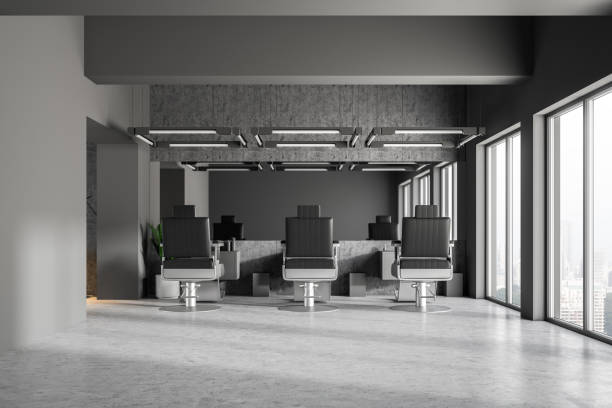 istock Front view of barber shop interior 1087010522
